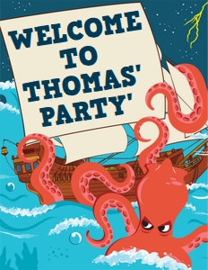 Kraken Welcome Sign: Kraken Party Decorations Kit
