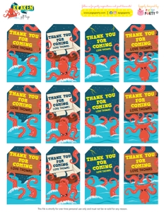 Kraken Favor Tags: Kraken Party Decorations Kit