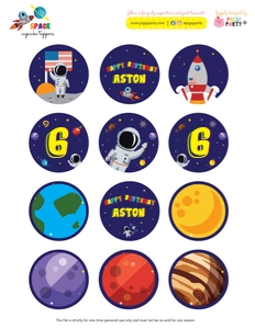 Space Cupcake Toppers design preview
