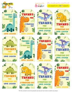 Dinosaurs favor tags design preview