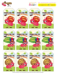 Ants go Marching (pink) Favor Tags design preview