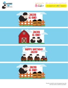Baa Baa Black Sheep Bottle Wrappers: Baa Baa Black Sheep Party Kit