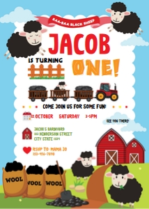 Baa Baa Black Sheep Invitation: Baa Baa Black Sheep Party Kit
