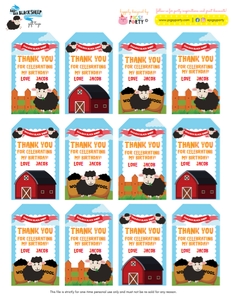Baa Baa Black Sheep Favor tags design preview