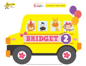 Wheels on the Bus Girl Cut-outs Bus: Wheels on the Bus Girl Party Kit
