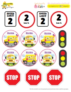 Wheels on the Bus Girl Cupcake Topper design preview