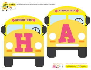 Wheels on the Bus Girl Banner (letters): Wheels on the Bus Girl Party Kit