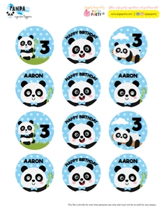 Panda Boy Cupcake Toppers design preview