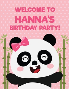 Panda Girl Welcome Sign: Panda Girl Party Kit