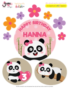 Panda Girl Cake Topper: Panda Girl Party Kit