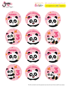 Panda Girl Cupcake Toppers design preview