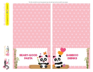 Panda Girl Food Labels: Panda Girl Party Kit