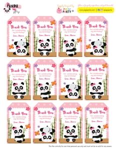 Panda Girl Favor tags: Panda Girl Party Kit