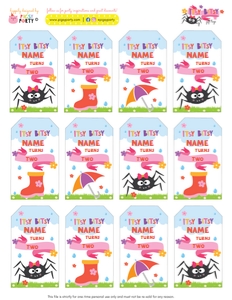 Itsy Bitsy Spider Girl Gift Tag design preview