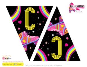 Rollerskating Banner (letters): Rollerskating Party Decorations Kit