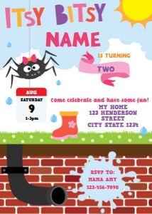 Itsy Bitsy Spider Girl Invitation design preview