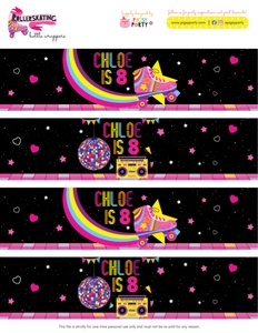 Rollerskating Bottle Wrappers: Rollerskating Party Decorations Kit