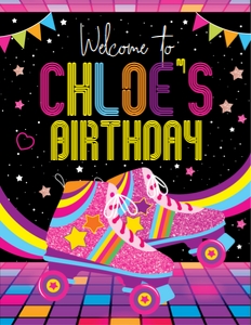 Rollerskating Welcome Sign: Rollerskating Party Decorations Kit