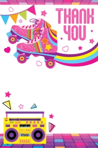 Rollerskating Thank You Card: Rollerskating Party Decorations Kit
