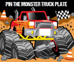 Monster Truck Pin the Plate Game: Monster Truck Party Pin the Plate Game