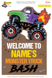 Monster Truck Yard Sign: Monster Truck Party Yard Sign