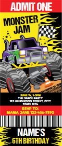 Monster Truck Ticket Invitation: Monster Truck Ticket Invitation