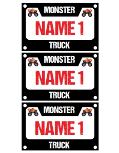 Monster Truck Plates: Monster Truck Party Pin the Plate Game