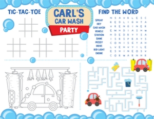 Car Wash Place Mat: Car Wash Games Kit