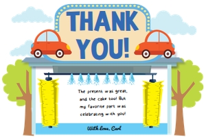 Car Wash Thank You Card: Car Wash Thank You Card