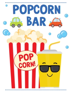 Car Wash Popcorn Bar Sign: Car Wash Popcorn Bar Sign