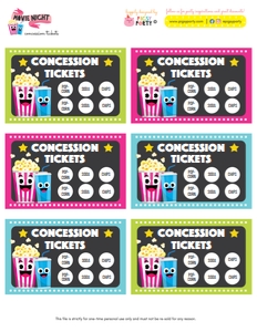 Backyard Movie Night Concession Cards design preview