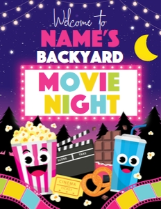 Backyard Movie Night Welcome Sign: Backyard Movie Night Welcome Sign
