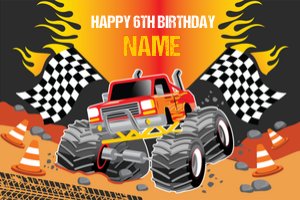 Red Monster Truck Backdrop design preview