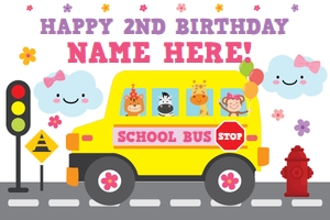 Wheels on the Bus Girl Backdrop design preview