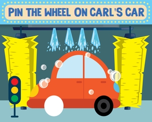 Car Wash Pin The Wheel Game: Car Wash Games Kit