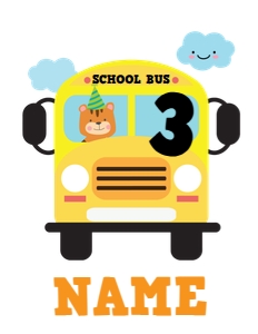 Wheels on the Bus Birthday Shirt Design (Front): Wheels on the Bus Birthday Shirt Design