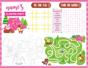 Glamping Coloring Placemat: Glamping Games Kit