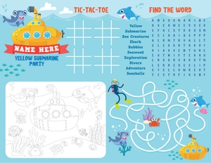 Submarine Coloring Placemat design preview