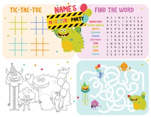Super Simple Monsters Coloring Placemat design preview