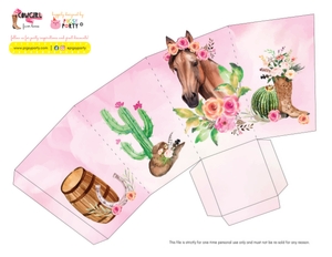 Cowgirl Horse Favor Box: Cowgirl Horse Party Kit