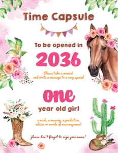 Cowgirl Horse Time Capsule Sign: Cowgirl Horse Time Capsule