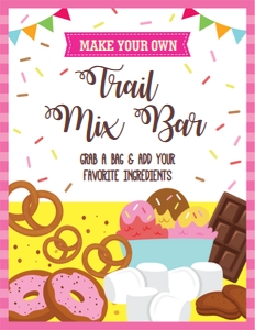 Glamping Trail Mix Bar Sign: Glamping Party Decoration Signs Bundle