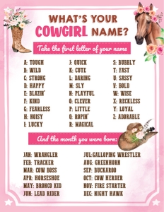 Whats your cowgirl name: Cowgirl Horse Party Kit