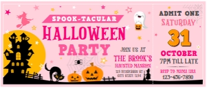 Halloween Pink Ticket Invitation design preview