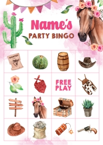 Cowgirl Horse Bingo: Cowgirl Horse Bingo