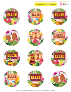 Luau Cupcakes Toppers: Luau Ultimate Bundle Kit