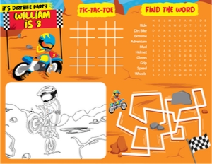 Dirtbike Coloring Place Mat: Dirtbike Coloring Place Mat