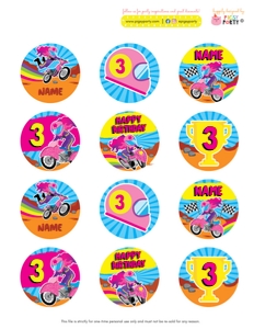 Dirt Bike Girl Cupcake Toppers design preview