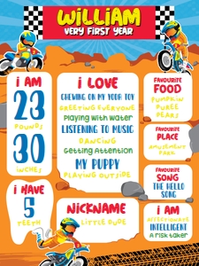 Dirtbike Milestone Chalkboard: Dirtbike Birthday Memories Kit