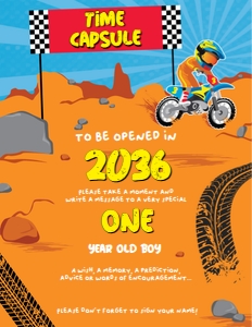 Dirtbike Time Capsule Display Sign: Dirtbike Birthday Memories Kit